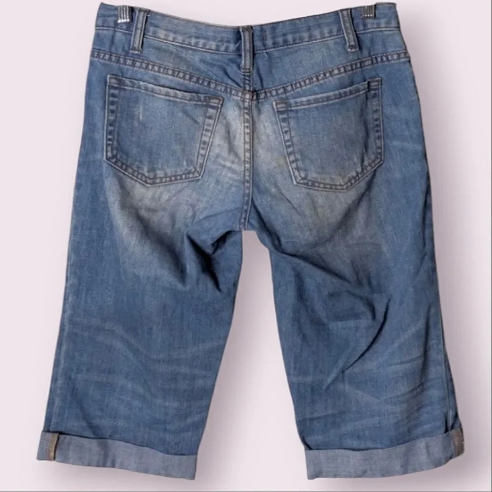 Free People Low Rise Stretch Denim Cuffed Bermuda Shorts size 26